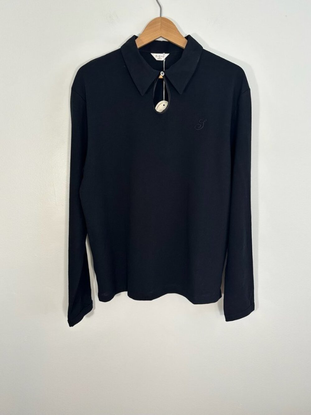 Signe Black Organic Cotton Polo Sz M NWT